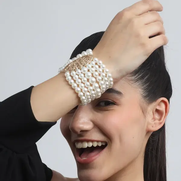Tfc Multi-Pearl Gold Plated Stacked Bracelet : 40057