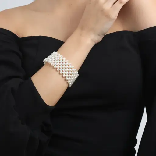 Tfc Pearl Mesh Gold Plated Bracelet : 40051