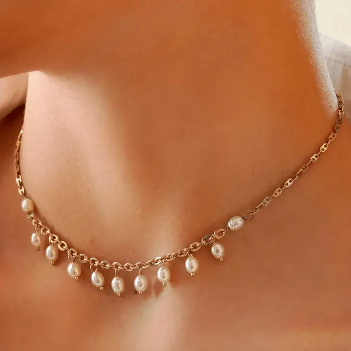 Tfc Playful Pearls Gold Plated Necklace : 20034