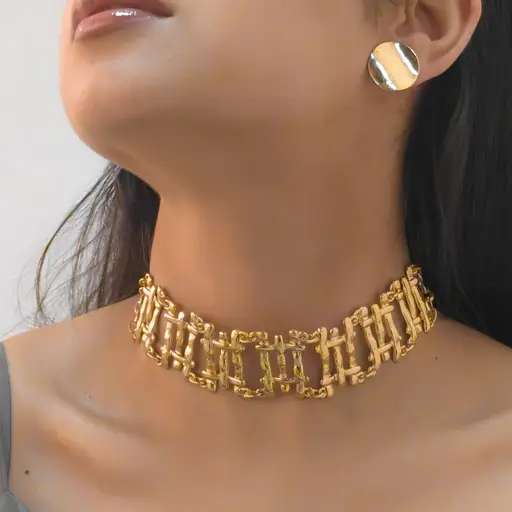 Tfc Squeezy Squish Gold Plated Choker Necklace : 20019