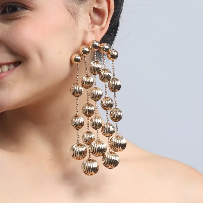 Tfc Vortex Bold Bead Waterfall Plated Dangler Earrings : 10388