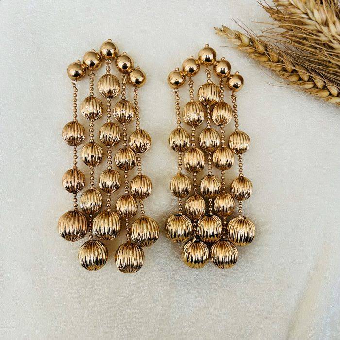 Tfc Vortex Bold Bead Waterfall Plated Dangler Earrings : 10388