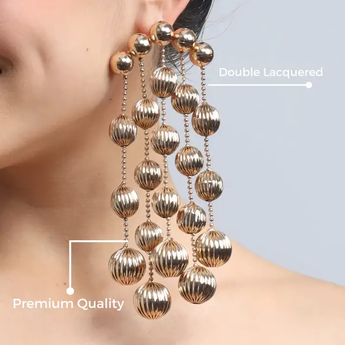 Tfc Vortex Bold Bead Waterfall Plated Dangler Earrings : 10388