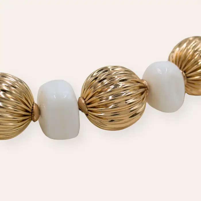 Tfc Vortex Bold Bead White Stone Gold Plated Necklace : 20193