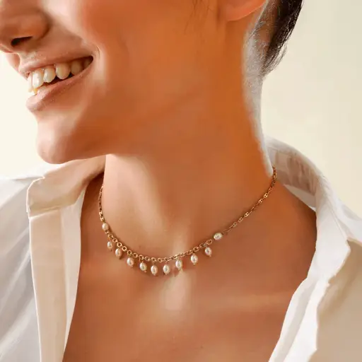 Tfc Playful Pearls Gold Plated Necklace : 20034