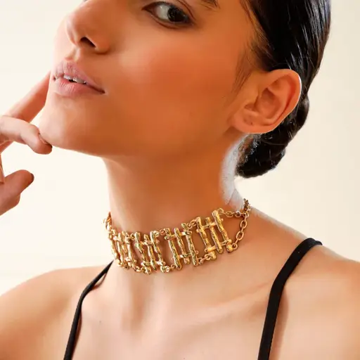 Tfc Squeezy Squish Gold Plated Choker Necklace : 20019