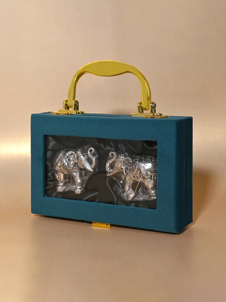 999 Silver Elephant Pair Gift Box : TGFT96
