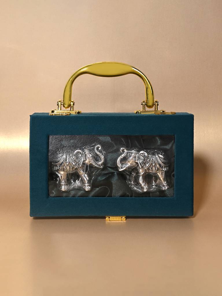 999 Silver Elephant Pair Gift Box : TGFT96