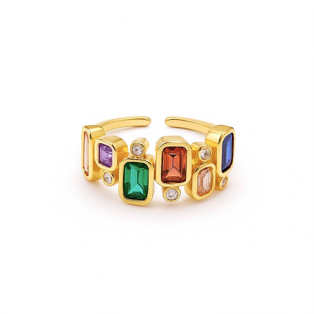 Gold Plated Adjustable Ring For Women And Girls : Thalia Prism Ring : THALIA-RING