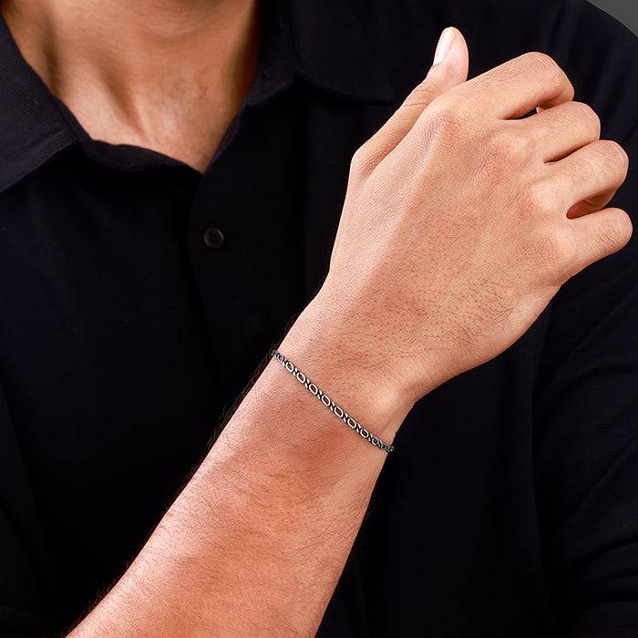 925 Oxidised Silver Titan Link Bracelet For Him| Gifts For Men & Boys : TLBR026