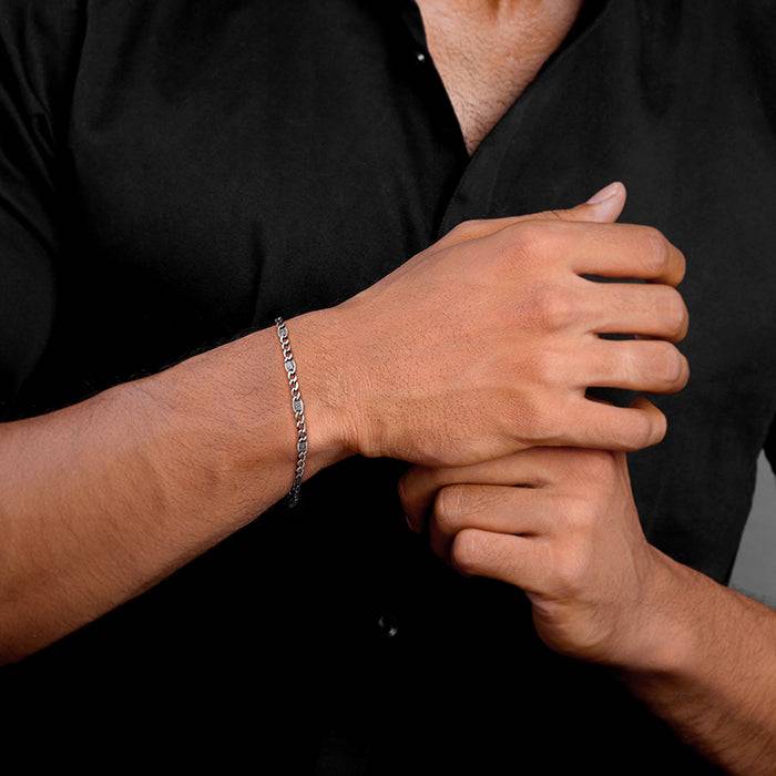 925 Oxidised Silver Shadow Loop Bracelet For Him| Gifts For Men & Boys : TLBR030