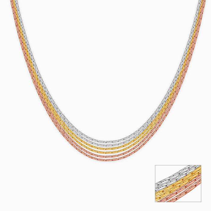 925 Silver Triple Tone Trivella Choker Necklace| Gifts For Women And Girls : TLCH053
