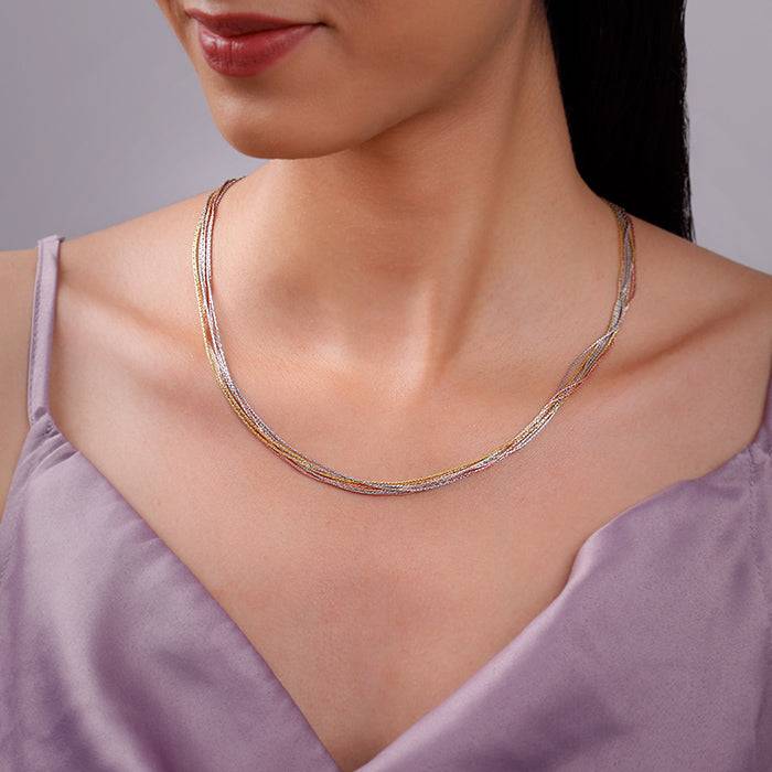 925 Silver Triple Tone Trivella Choker Necklace| Gifts For Women And Girls : TLCH053