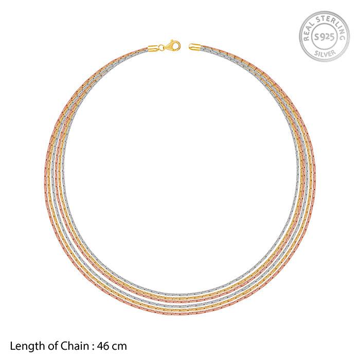925 Silver Triple Tone Trivella Choker Necklace| Gifts For Women And Girls : TLCH053