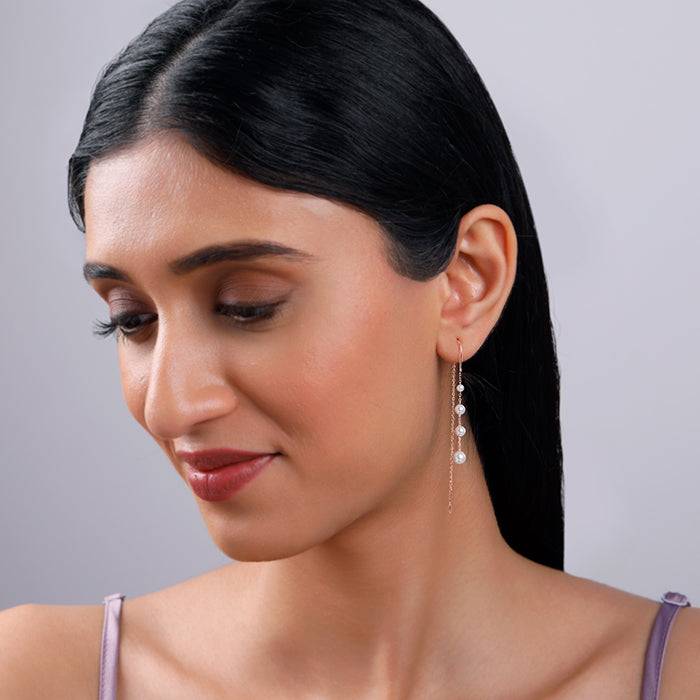 925 Silver Rose Gold Splendid Sui Dhaga Earrings| Drops To Gift Women & Girls : TLER011