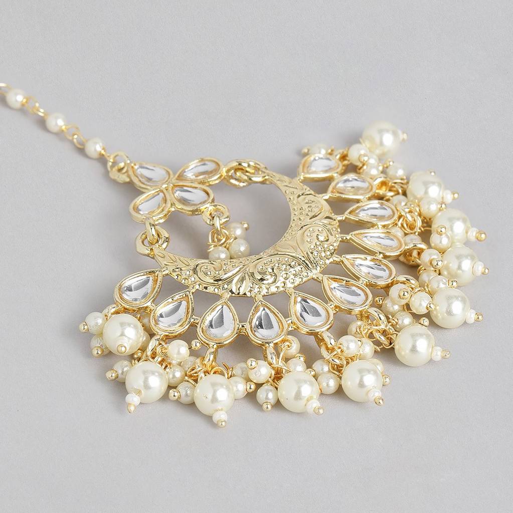 White Gold-Plated Handcrafted Embellished Jewellery Set : TMEDS20598