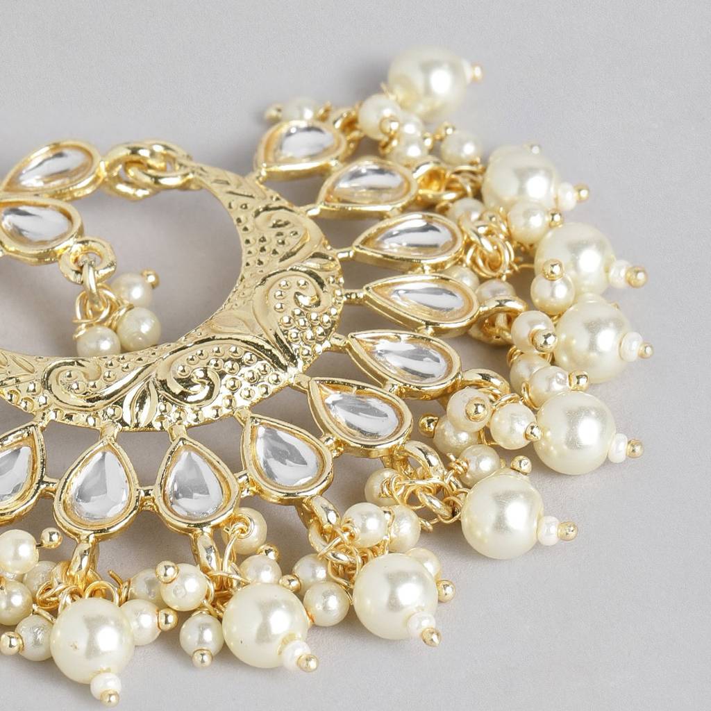 White Gold-Plated Handcrafted Embellished Jewellery Set : TMEDS20598