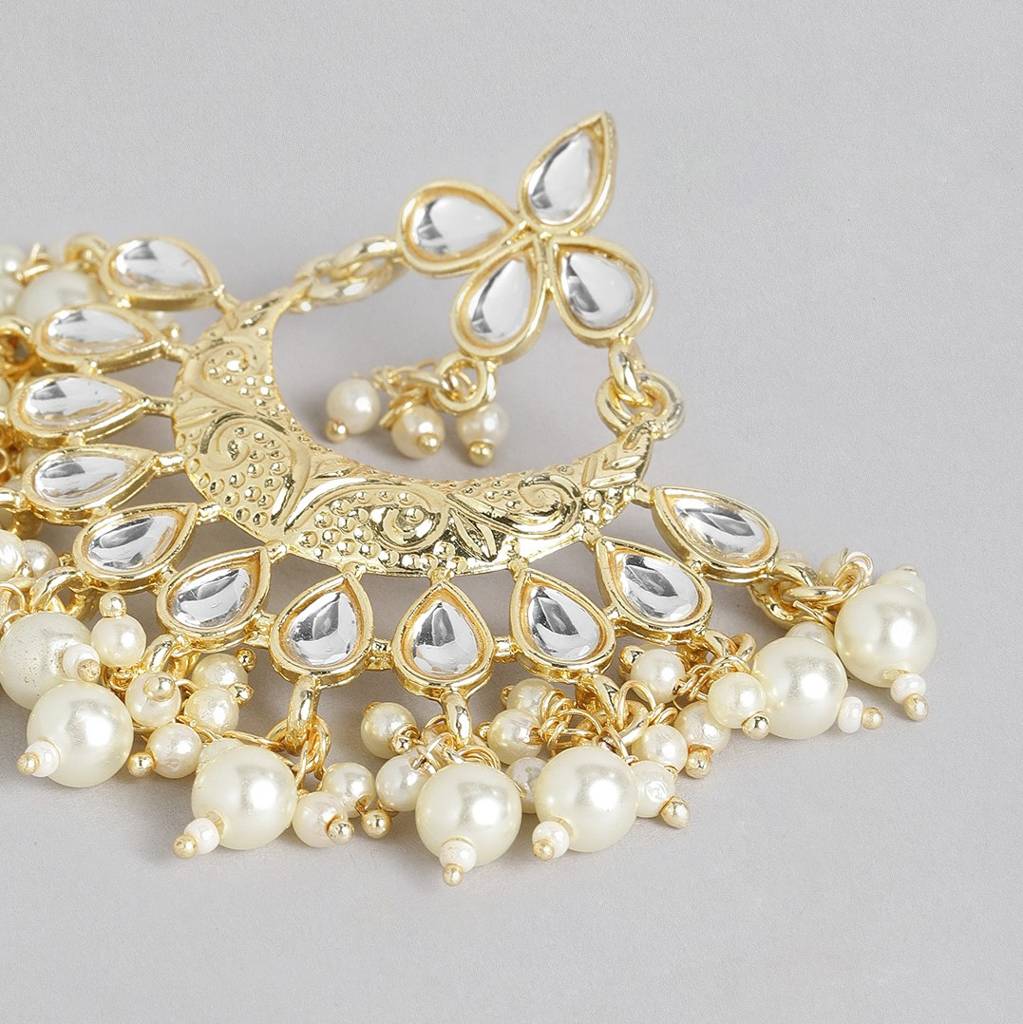 White Gold-Plated Handcrafted Embellished Jewellery Set : TMEDS20598