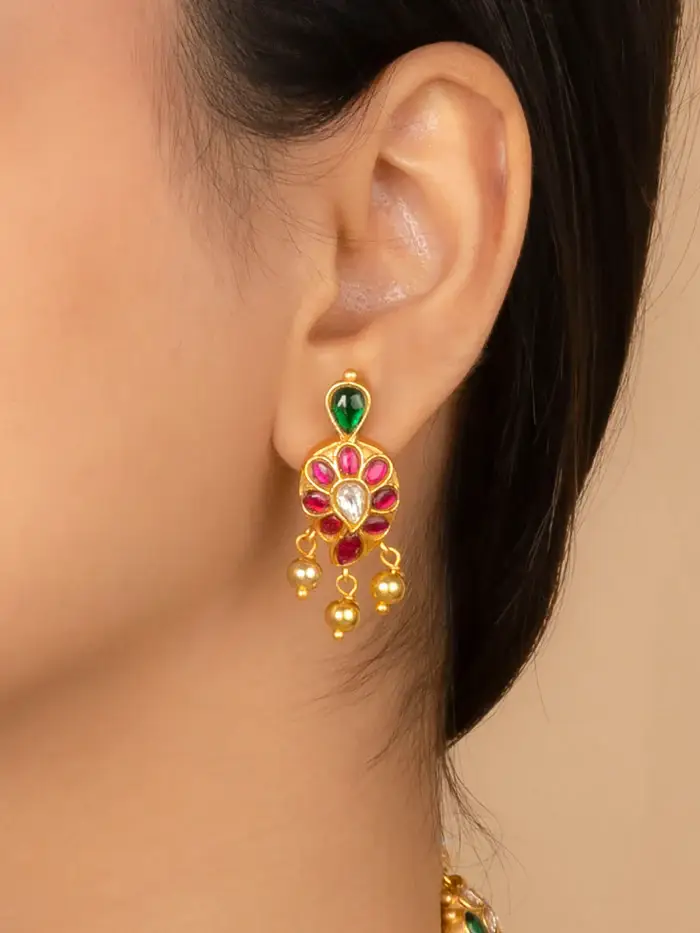 Multicolor Gold Plated Temple Necklace Set - Tmpset198Ma : TMPSET198MA