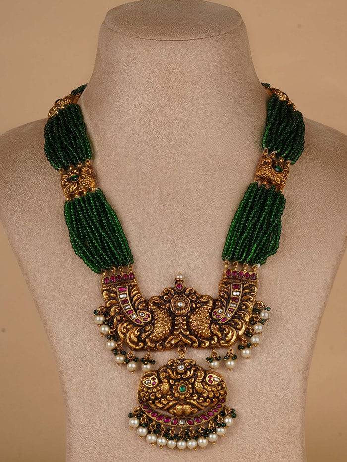 Multicolor Gold Plated Temple Necklace Set - Tmpset219M : TMPSET219M