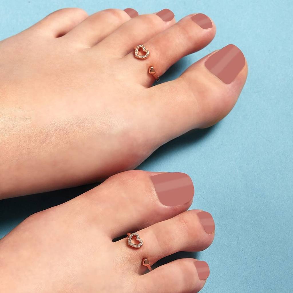 Heart Cz Rose Gold Plated 925 Sterling Silver Toe Ring : TOE-10011