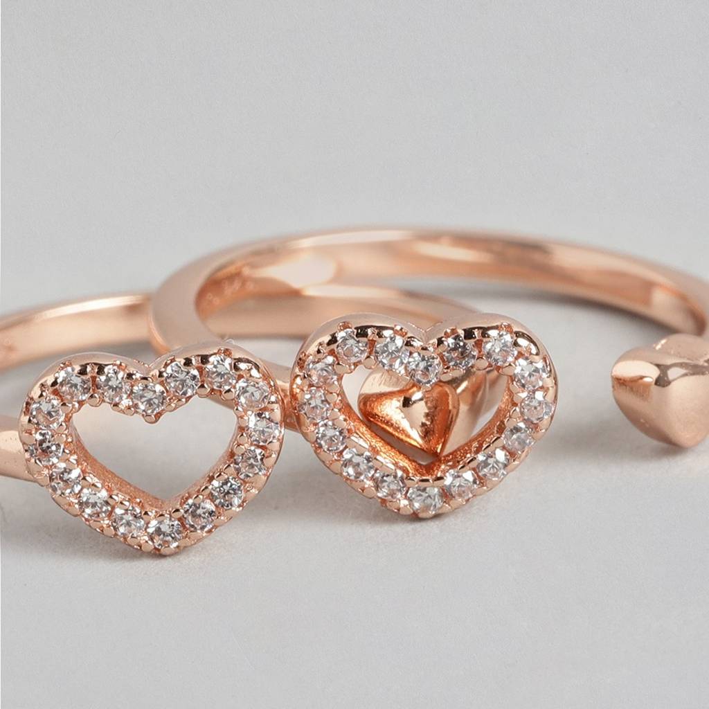 Heart Cz Rose Gold Plated 925 Sterling Silver Toe Ring : TOE-10011