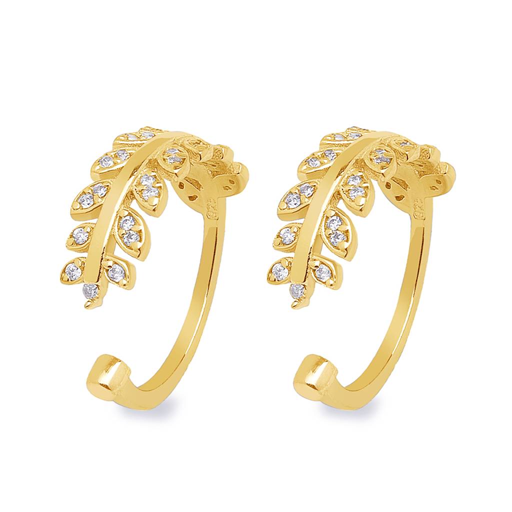 Leaf Cz Gold Plated 925 Sterling Silver Toe Ring : TOE-10043