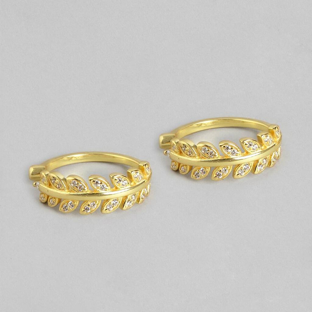 Leaf Cz Gold Plated 925 Sterling Silver Toe Ring : TOE-10043