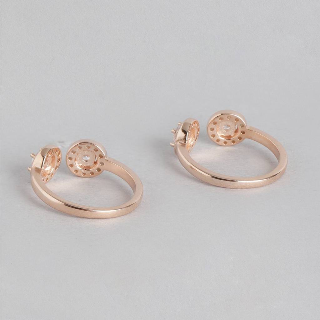 Minimal Solitaire Halo Cz Rose Gold Plated 925 Sterling Silver Toe Ring : TOE-10049