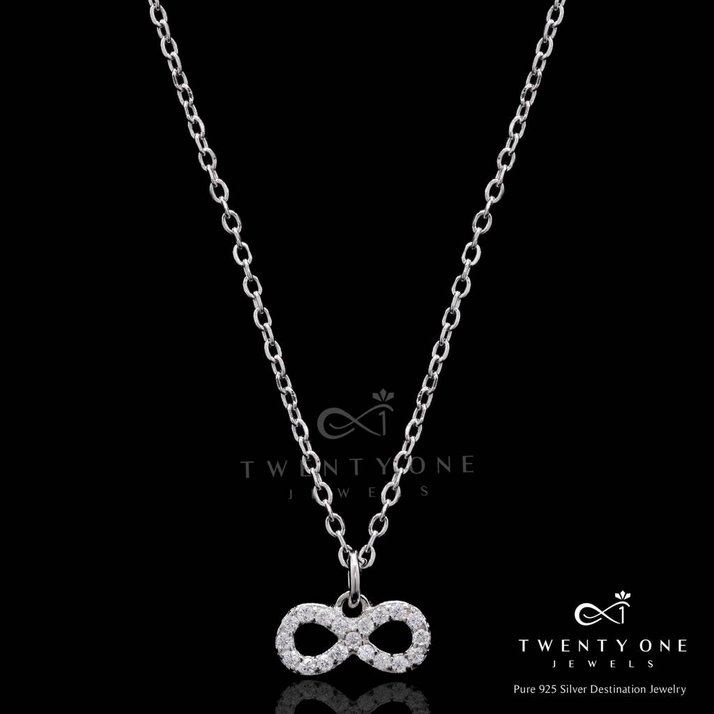 American Diamond Studded Brittany Infinity Pendant With Chain On