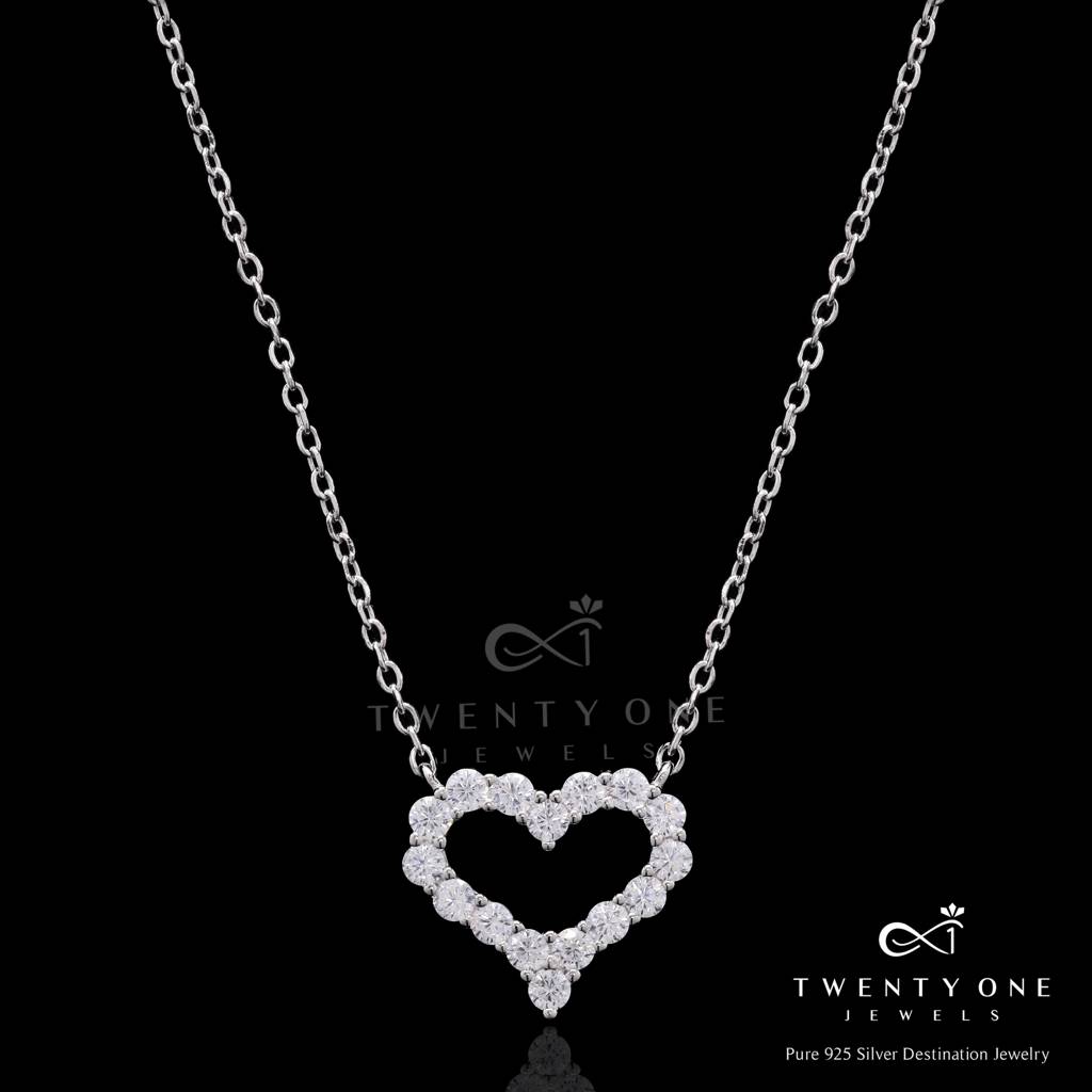 Exclusive Diamond Studded Mini Alyssa Heart Pendant On Pure 925 Silver : TP5207