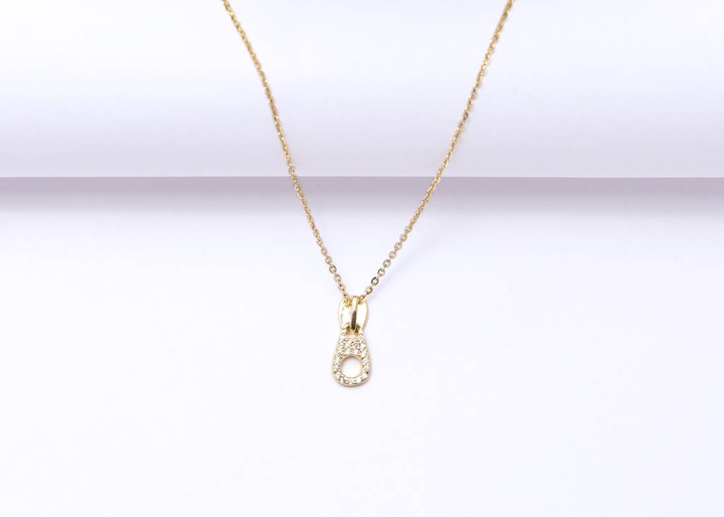 Gold Finish Diamond Studded Zippier Pendant With Chain On Pure 925 Silver : TP5297