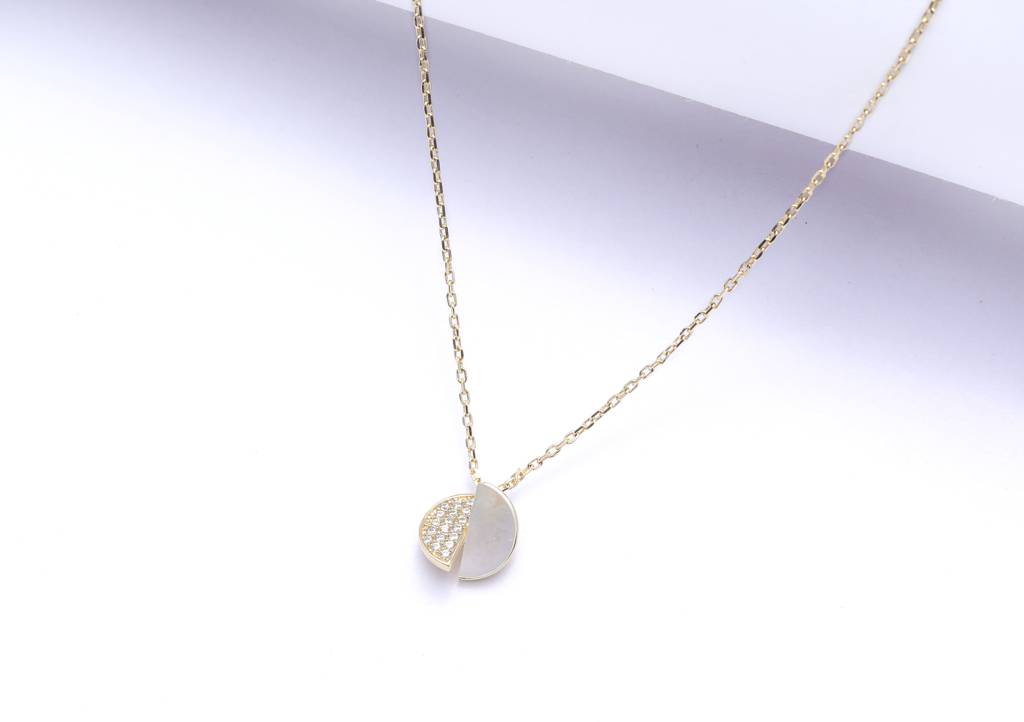 Two Halves Of A Whole Diamond Studded Gold Finish Pendant With Chain On Pure 925 Silver : TP5299