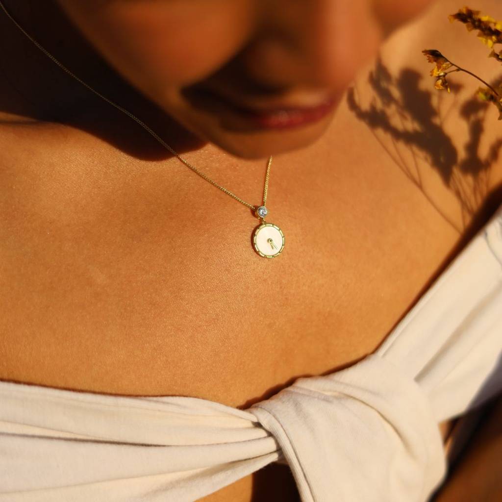 The Gold Finish Tick Tock Pendant With Chain On Pure 925 Silver : TP5301