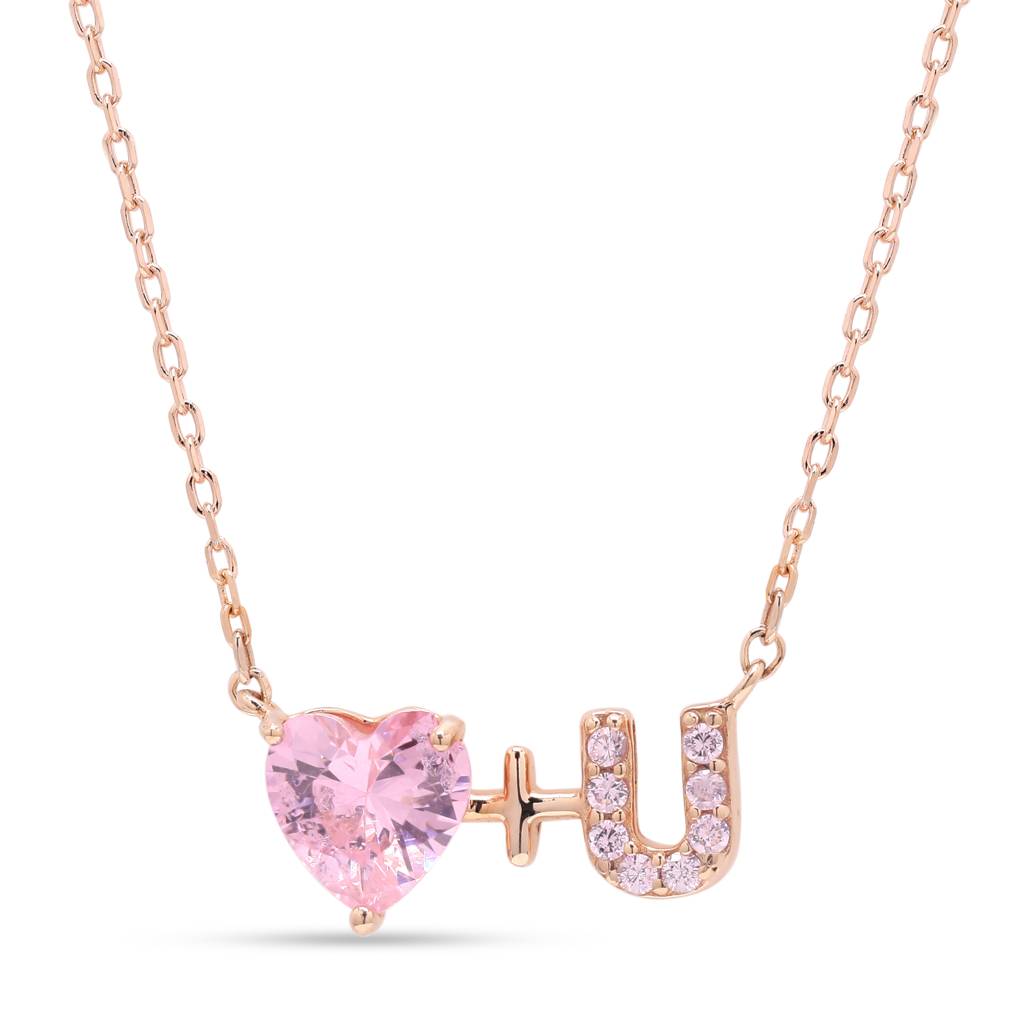 Exclusive Rose Gold Finish I Love You Pendant With Chain On Pure 925 Silver : TP5379