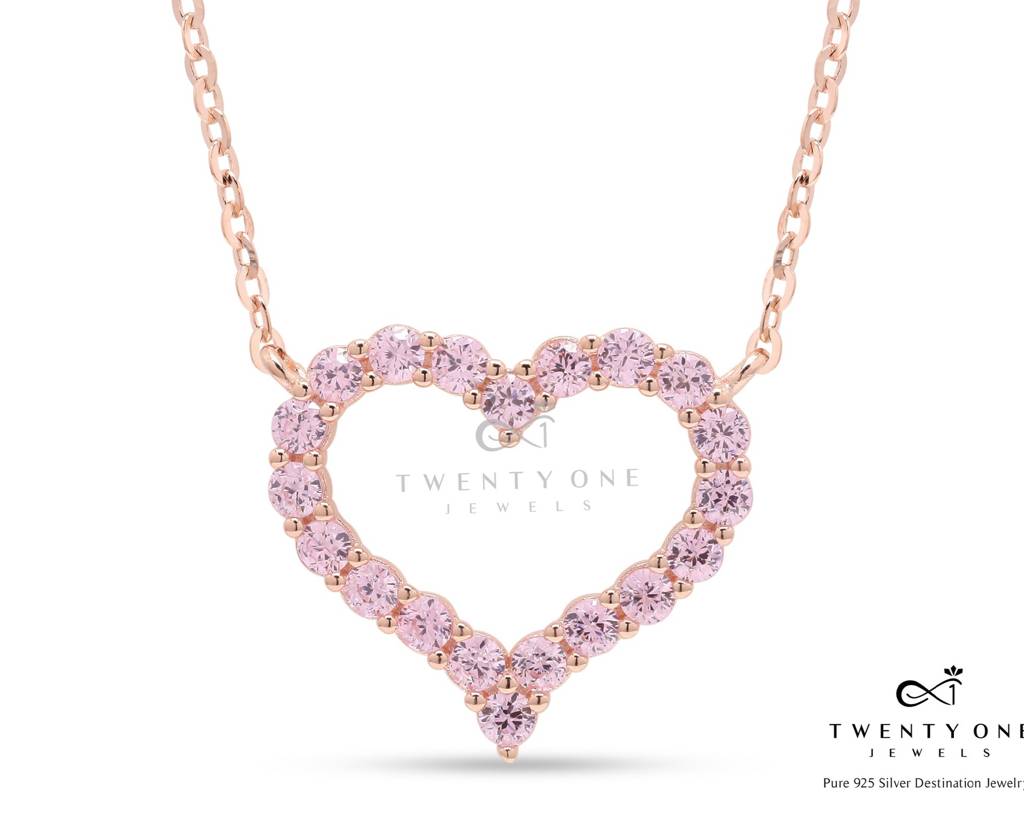 Rose Gold Pink Diamond Alyssa Pendant With Chain On Pure 925 Silver : TP5383