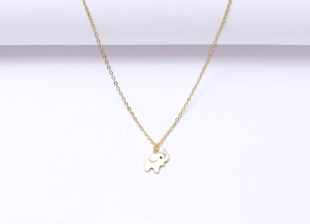 Gold Finish Solid Elephant Pendant With Chain On Pure 925 Silver : TP5421