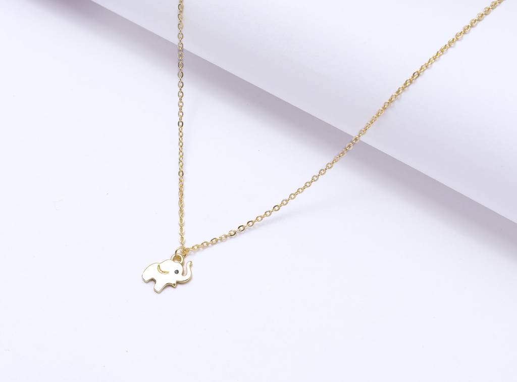 Gold Finish Solid Elephant Pendant With Chain On Pure 925 Silver : TP5421