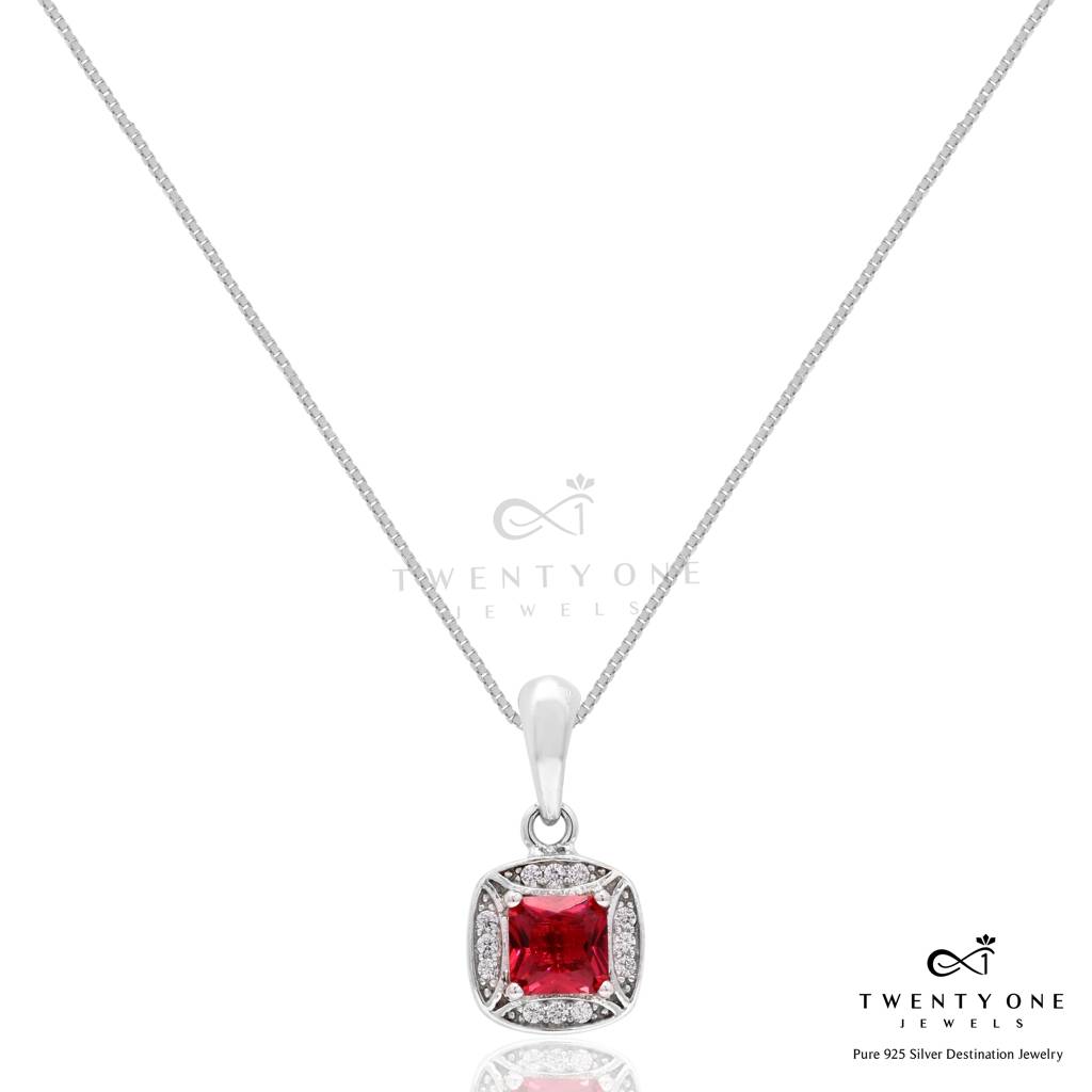 Ruby And Diamond Studded Robert Pendant Set On Pure 925 Silver : TPS5325