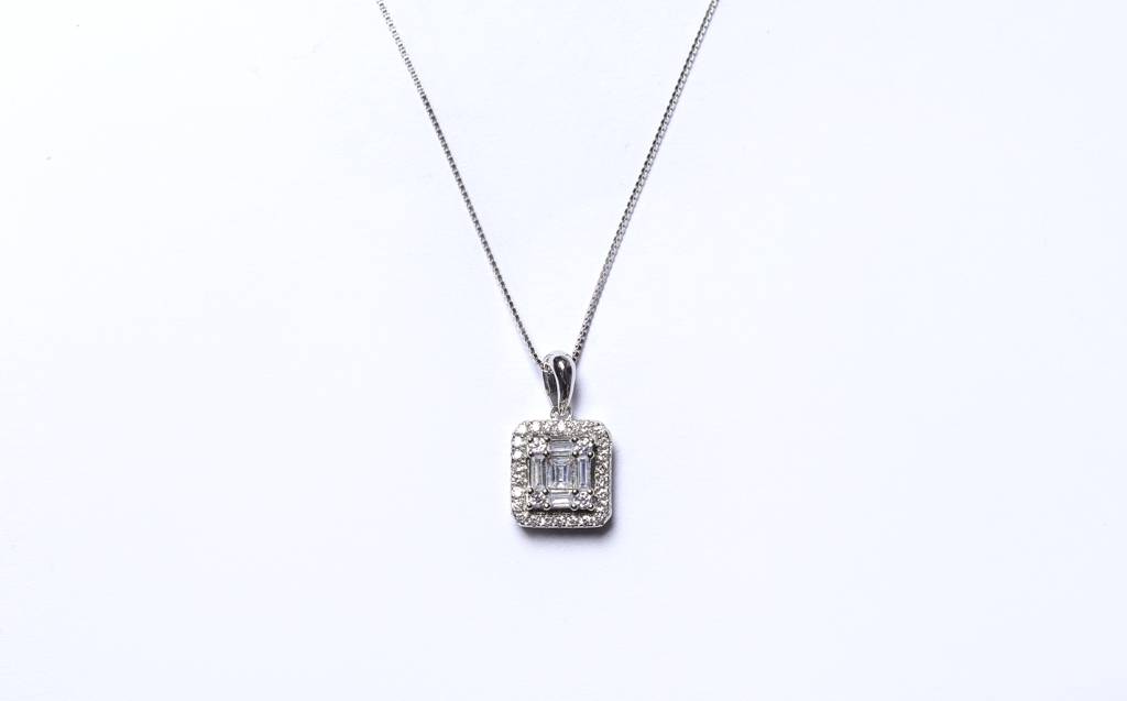 Emerald Cut Illusion Setting Janet Pendant Set With Earrings : TPS5416