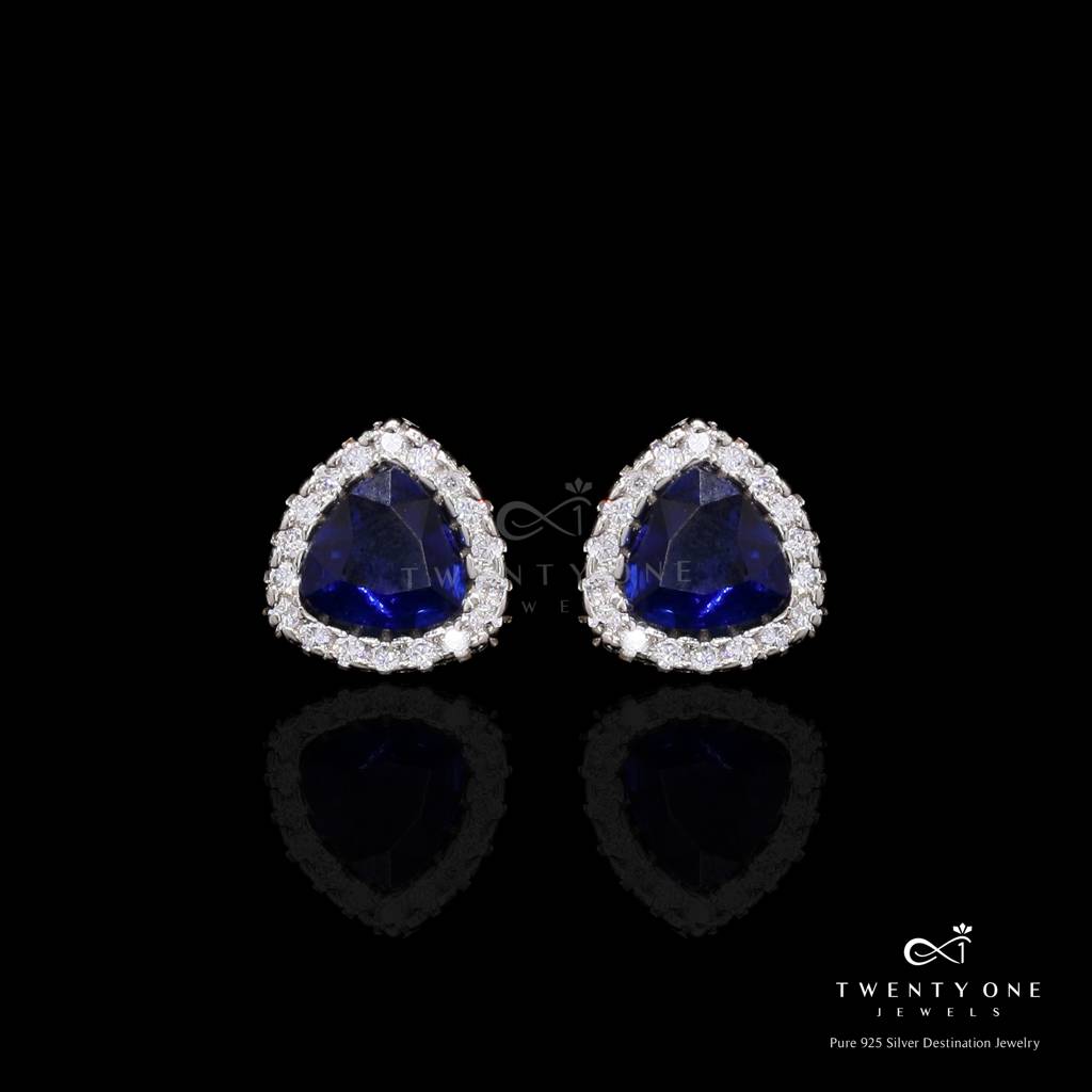 Premium Blue Zircon Pendant Set On Pure 925 Silver : TPS5417