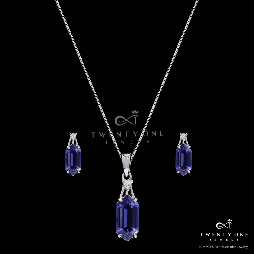 Ultra Premium Hexagon Cut Hydro Tanzanite Pendant Set On Pure 925 Silver : TPS5446