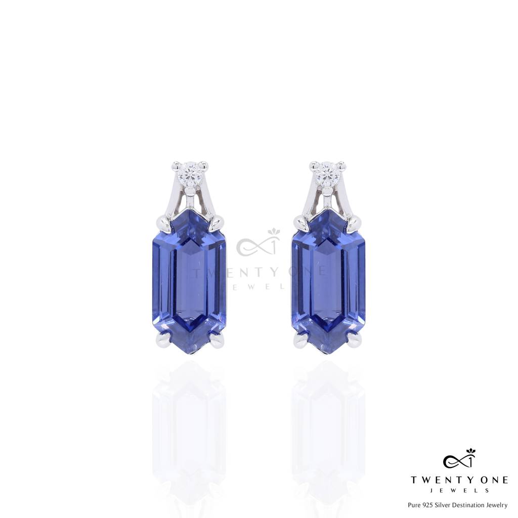 Ultra Premium Hexagon Cut Hydro Tanzanite Pendant Set On Pure 925 Silver : TPS5446