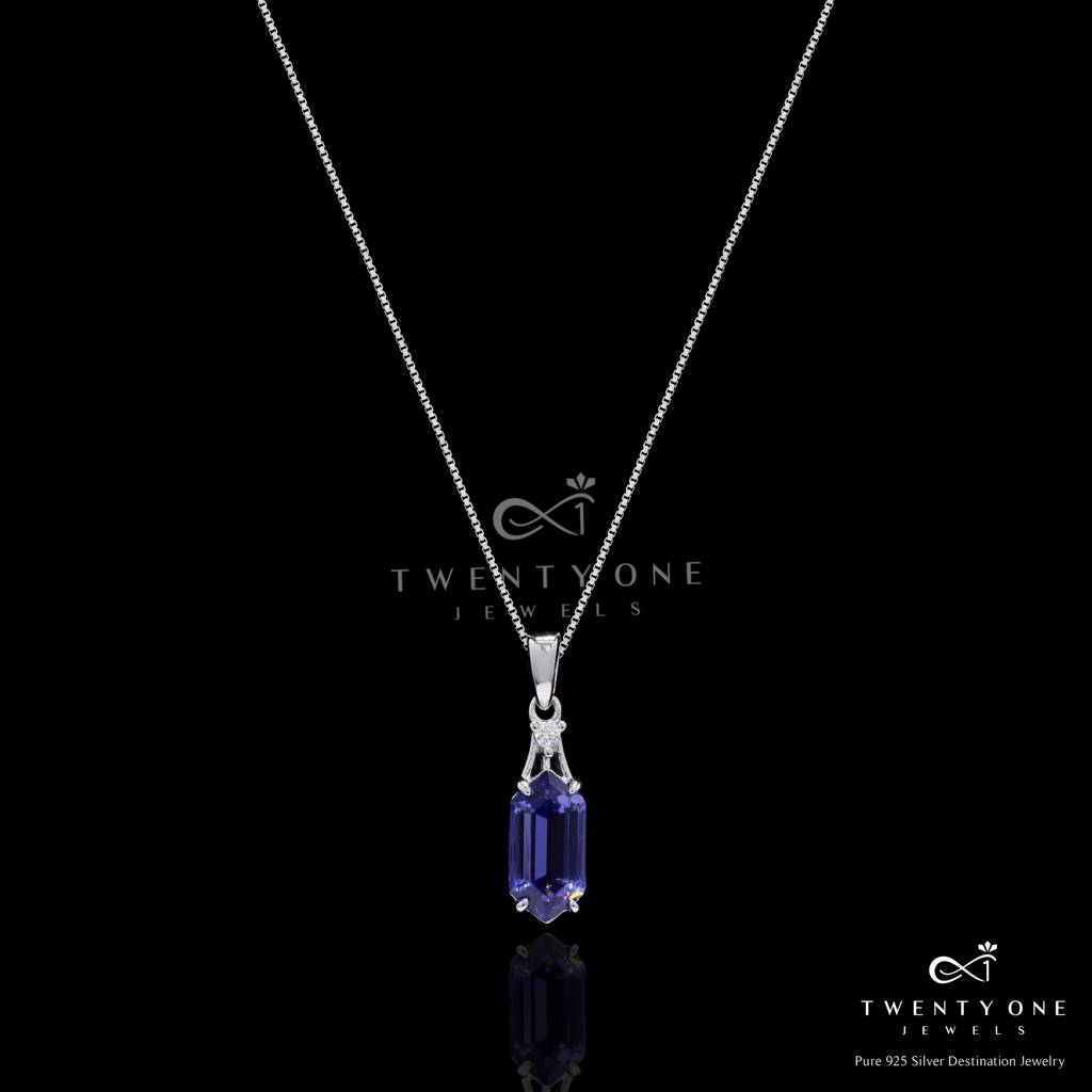 Ultra Premium Hexagon Cut Hydro Tanzanite Pendant Set On Pure 925 Silver : TPS5446
