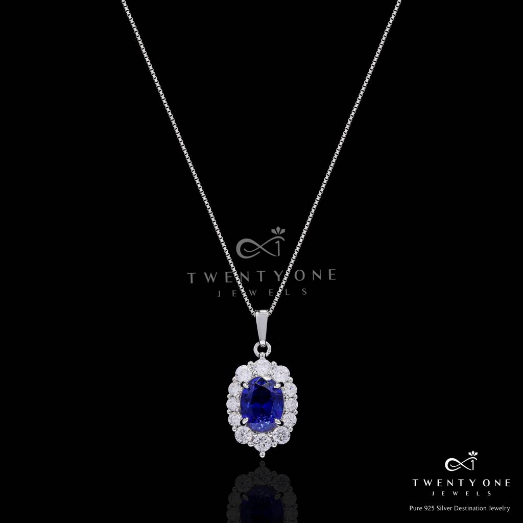 Ultra Premium Hydro Tanzanite Oval Solitaire Gyra Pendant Set On Pure 925 Silver : TPS5452