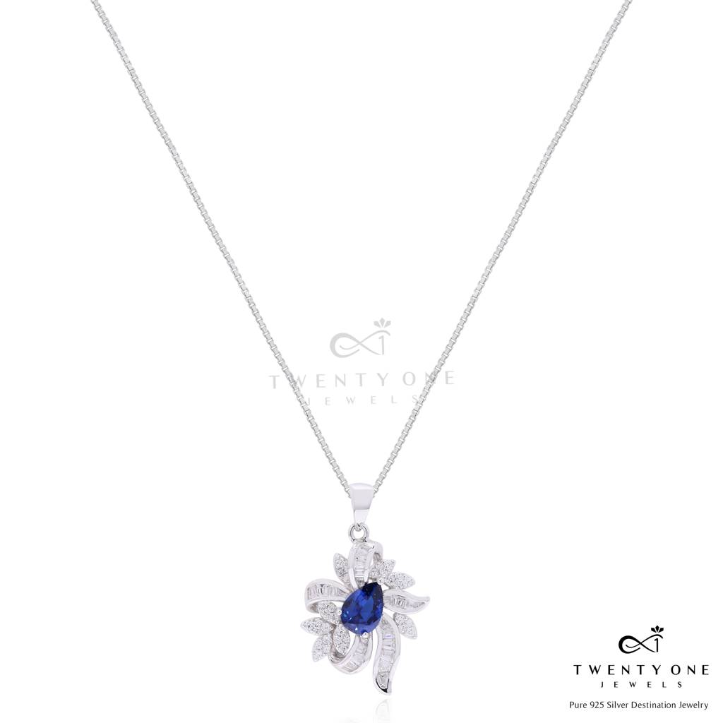 Ultra Premium Hydro Blue Tanzanite Belluci Pendant Set On Pure 925 Silver : TPS5453