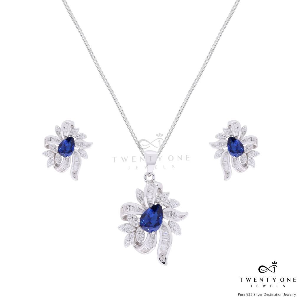 Ultra Premium Hydro Blue Tanzanite Belluci Pendant Set On Pure 925 Silver : TPS5453