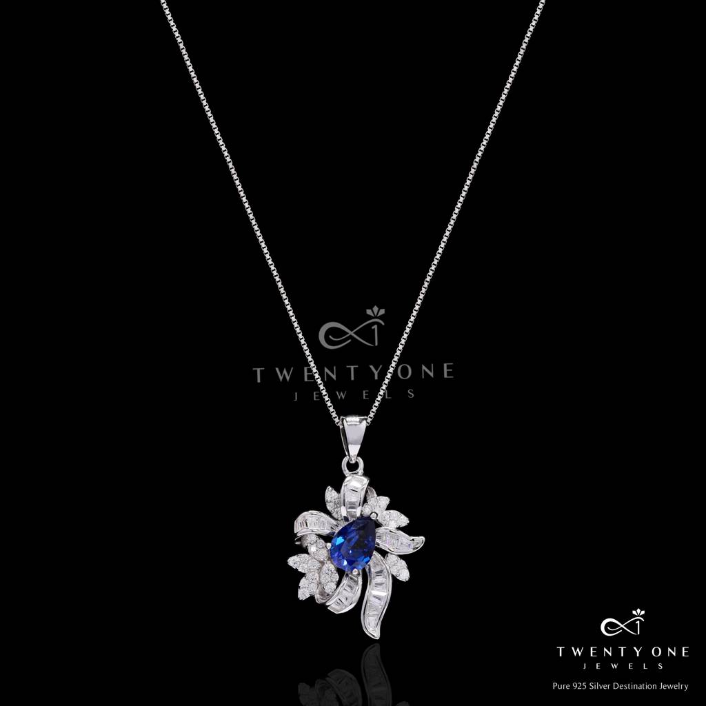 Ultra Premium Hydro Blue Tanzanite Belluci Pendant Set On Pure 925 Silver : TPS5453
