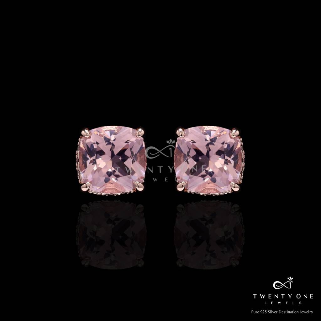 Ultra Premium Ice Cut Pink Cushion Solitaire Panache Pendant Set On Pure 925 Silver : TPS5456