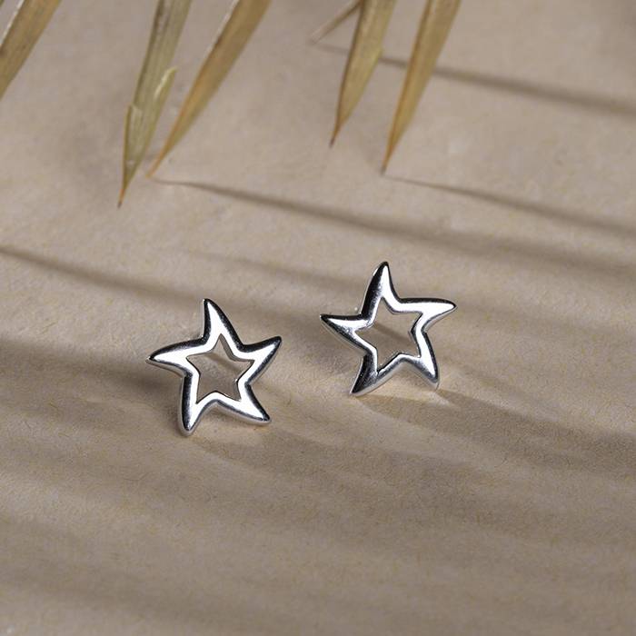 Solid Hollow Silver Star Tops : TP52